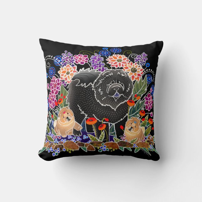 BINDI GARDEN PARTY - Chow pillow (schwarz) Kissen (Vorderseite)