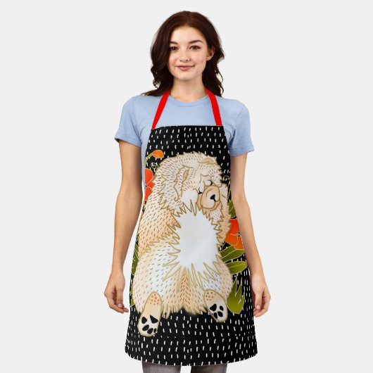 BINDI MINGSIE Cream Chow All-over Print Schürze (Getragen)