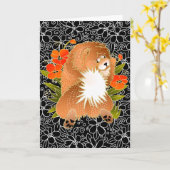 BINDI MINGSIE rote Chow-Chow Grußkarten Karte (Gelbe Blume)