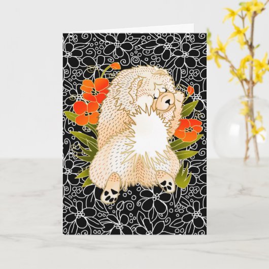 BINDI MINGSIE Sahnechow-chow Grußkarten Karte (Gelbe Blume)