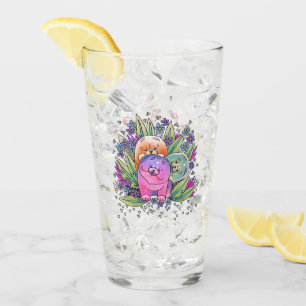BINDI PLAYDAT Chow-Chow 16oz Glasentwurf Front u. Glas