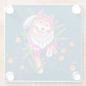 BINDI SHIBA INU fertigen Hintergrundfarbe Glasuntersetzer (Rückseite)