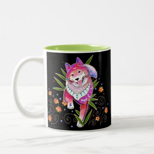BINDI SHIBA INU wählen Innenfarbe Zweifarbige Tasse (Links)