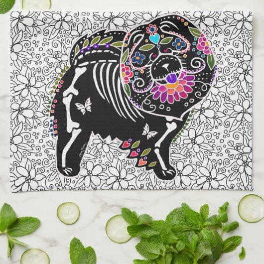 BINDI SUGARSKULL Chow - Küchen- oder Hundehandtuch Geschirrtuch (Gefaltet)