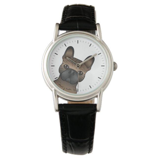Bindle French Bulldog / Frenchie Niedlicher Cartoo Armbanduhr (Vorderseite)