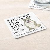 Bindle und White English Bulldog Hochzeit Rechteckiger Pappuntersetzer (angewinkelt)