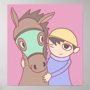 Bindung zwischen Pferd und Jockey. Poster