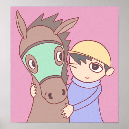 Bindung zwischen Pferd und Jockey. Poster (Vorne)