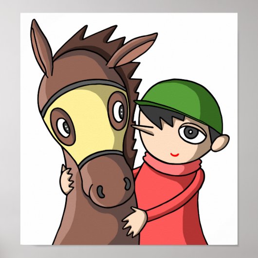 Bindung zwischen Pferd und Jockey. Poster (Vorne)