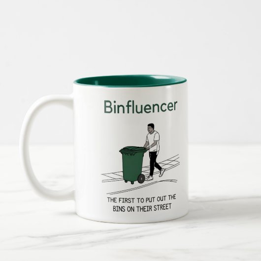 Binfluencer, der erste, der seine Mülleimer ausste Zweifarbige Tasse (Links)