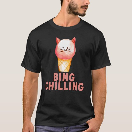 Bing Chilling Ice Cream Cat Meme Kitty Viral Zitat T-Shirt (Vorderseite)