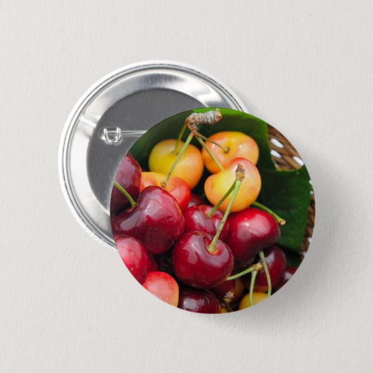 Bing und regnerischere Kirschen Button (Vorne & Hinten)