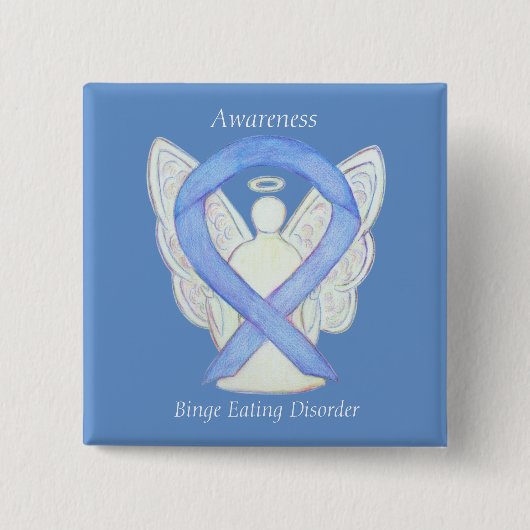 Binge Eating Disease Awareness Ribbon Angel Button (Vorderseite)