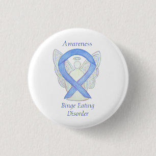 Binge Eating Disease Awareness Ribbon Angel Button