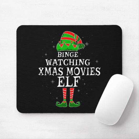 Binge Watching Xmas Movies Elf Matching Family Chr Mousepad (Mit Mouse)