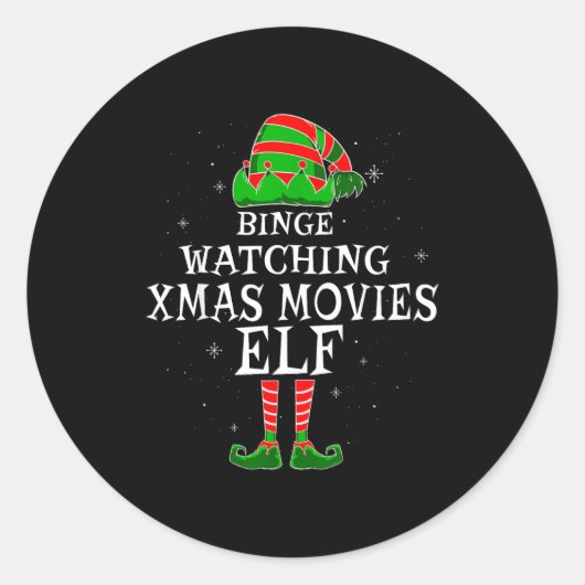 Binge Watching Xmas Movies Elf Matching Family Chr Runder Aufkleber (Vorderseite)