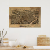 Binghamton New York 1882 Antique Panoramabalkarte Poster (Küche)