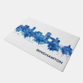 Binghamton New York Skyline Blue Fußmatte (Schrägansicht)