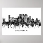 Binghamton New York Skyline BW Poster (Vorne)
