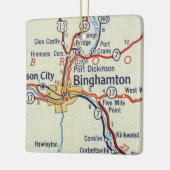 Binghamton NY 50's Map Keramikornament (Links)