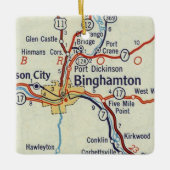 Binghamton NY 50's Map Keramikornament (Vorderseite)