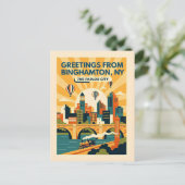 Binghamton NY Die Parlor City Retro Postkarte (Stehend Vorderseite)