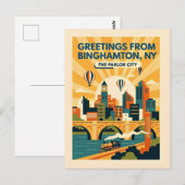 Binghamton NY Die Parlor City Retro Postkarte (Vorne/Hinten)