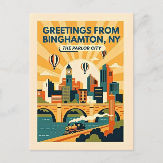 Binghamton NY Die Parlor City Retro Postkarte (Vorderseite)