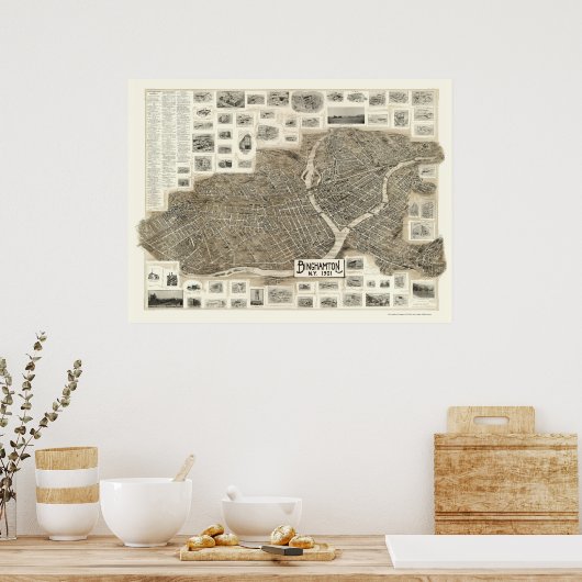 Binghamton, NY Panoramic Map - 1901 Poster (Küche)