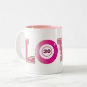 Bingo 30. Geburtstag Spaß Zweifarbige Tasse (Vorderseite Links)