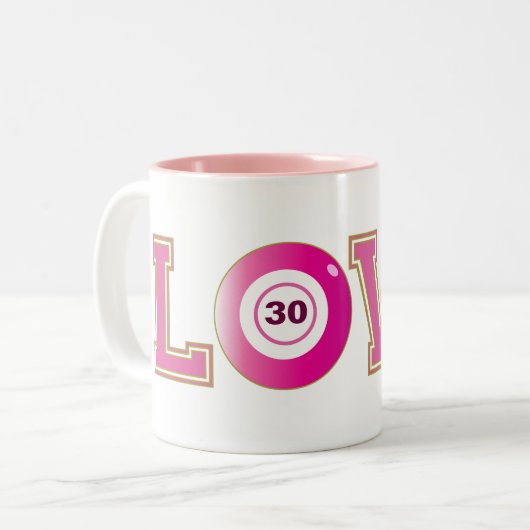 Bingo 30. Geburtstag Spaß Zweifarbige Tasse (Vorderseite Links)
