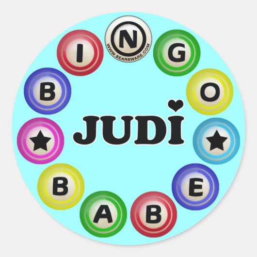 Bingo Babe Judi Runder Aufkleber (Vorderseite)