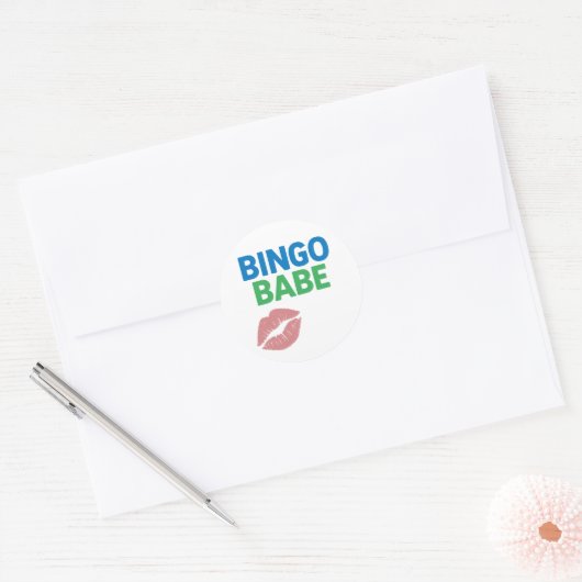 Bingo Babe Niedlich und zuversichtlich Bingo Lover Runder Aufkleber (Umschlag)