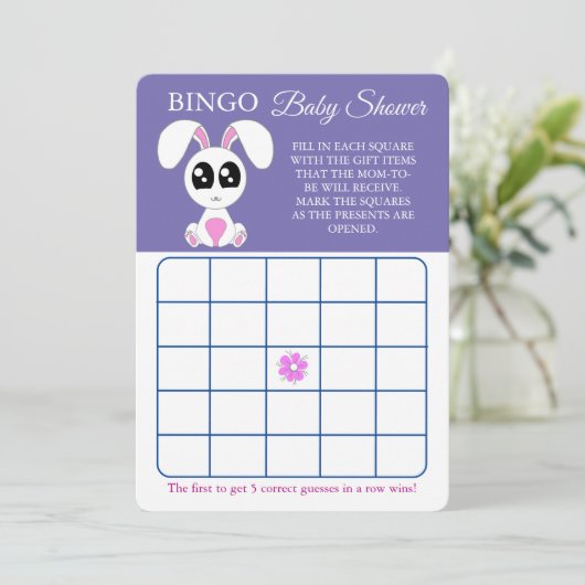 Bingo, Baby Showgame Card Flyer, Kaninchen Einladung (Stehend Vorderseite)