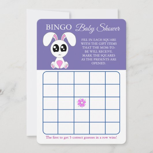 Bingo, Baby Showgame Card Flyer, Kaninchen Einladung (Vorderseite)