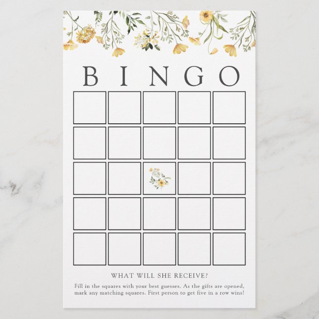 Bingo Baby Showkarte (Vorderseite)