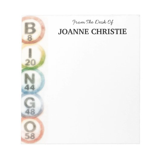 Bingo Balls Personalized Notepad Notizblock (Vorderseite)