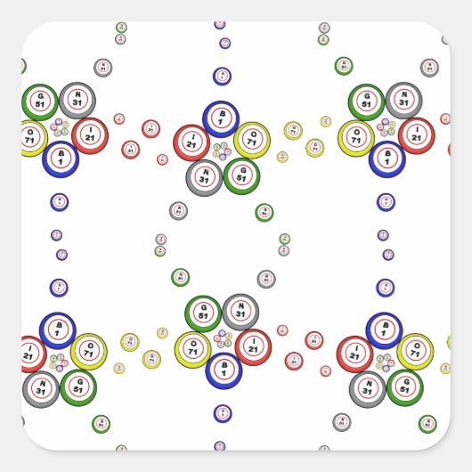 Bingo Balls Quadratischer Aufkleber (Vorderseite)