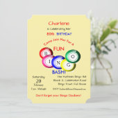 Bingo Bash Theme Spaß Farbiges Party Einladung (Stehend Vorderseite)