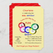 Bingo Bash Theme Spaß Farbiges Party Einladung (Vorne/Hinten)