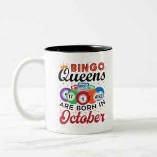 Bingo Birthday Bingo Queens Geboren im Oktober Zweifarbige Tasse