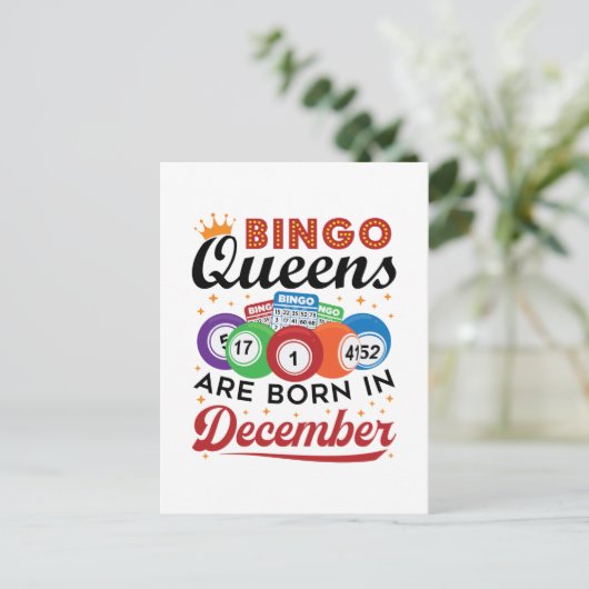Bingo Birthday Bingo Queens sind im Dezember Gebor Postkarte (Stehend Vorderseite)