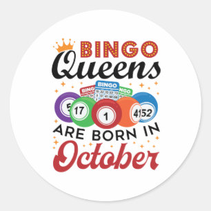 Bingo Birthday Bingo Queens sind im Oktober Gebore Runder Aufkleber