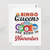 Bingo Birthday Women November Postkarte (Vorne/Hinten)