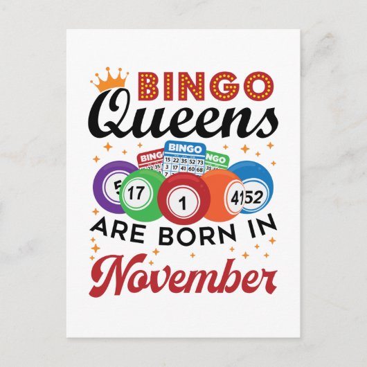 Bingo Birthday Women November Postkarte (Vorderseite)