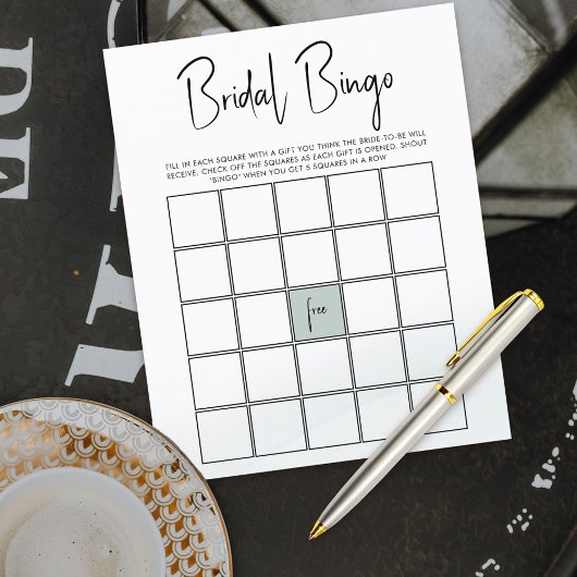 Bingo Brautparty Game Green Watercolor Wash