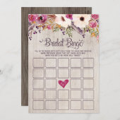 Bingo-Brautparty-Spiel rustikale Boho Blume mit Einladung (Vorne/Hinten)