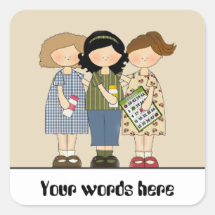 Bingo Buddies spielen niedliche Aufkleber, die an  Quadratischer Aufkleber