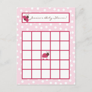 Bingo Card Berry Garden Pink Lady Bug Einladungspostkarte