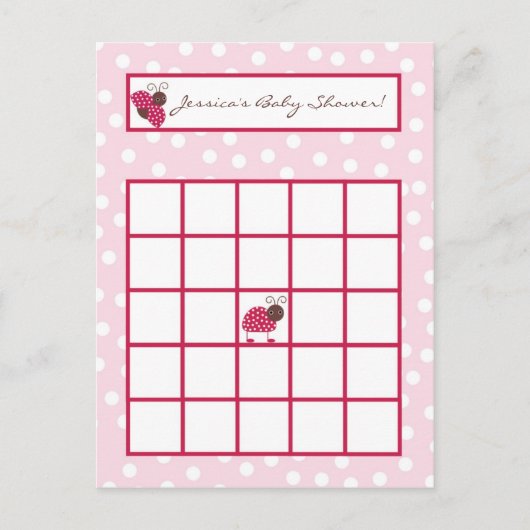 Bingo Card Berry Garden Pink Lady Bug Einladungspostkarte (Vorderseite)